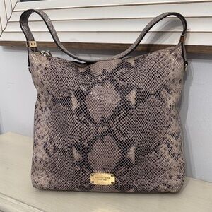 Michael Kors Bedford Shoulder Bag Leather Snake Print Purse Gray